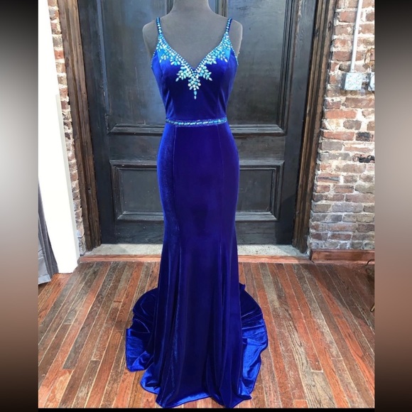 Johnathan Kayne Dresses | Beautiful Royal Blue Velvet Johnathan Kayne Pageant Dress | Color: Blue | Size: 8 | Bellabug458's Closet